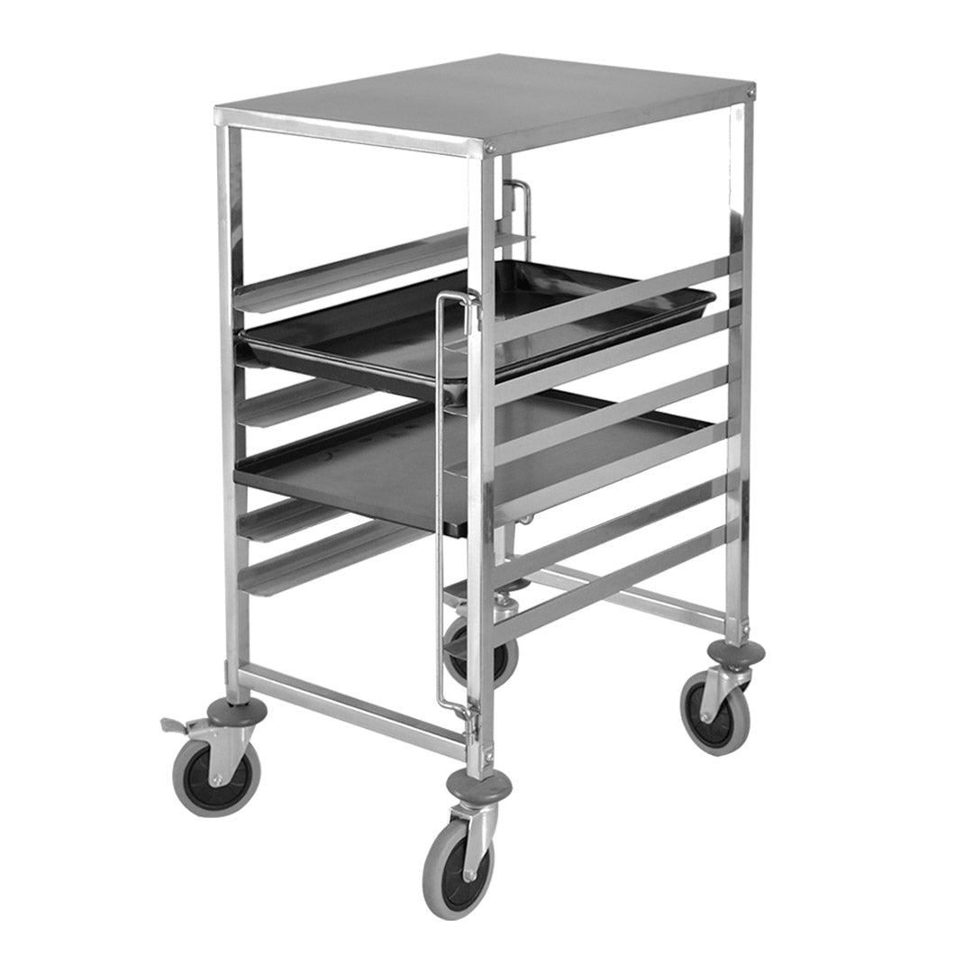 SOGA Gastronorm Trolley 7 Tier Stainless Steel Bakery Trolley Suits 60cmx40cm Tray with Working Surface - Cafe Supply