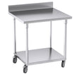 SOGA 80cm Commercial Catering Kitchen Stainless Steel Prep Work Bench Table with Backsplash and Caster Wheels - Cafe Supply