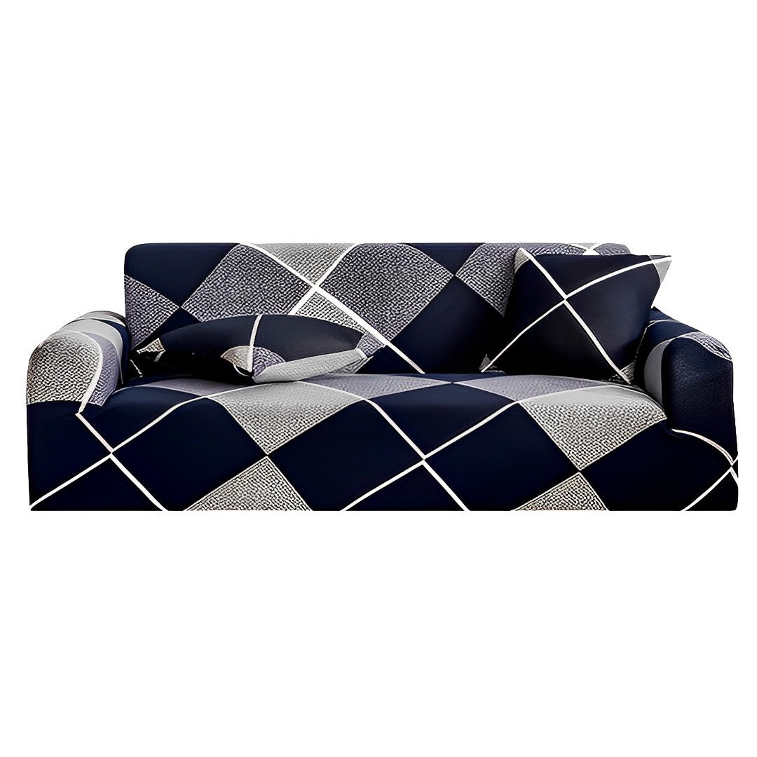SOGA 4-Seater Checkered Sofa Cover Couch Protector High Stretch Lounge Slipcover Home Decor - Cafe Supply
