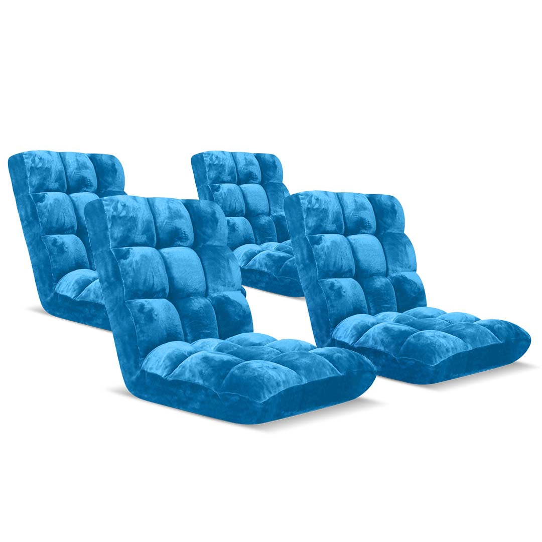 SOGA 4X Floor Recliner Folding Lounge Sofa Futon Couch Folding Chair Cushion Blue - Cafe Supply