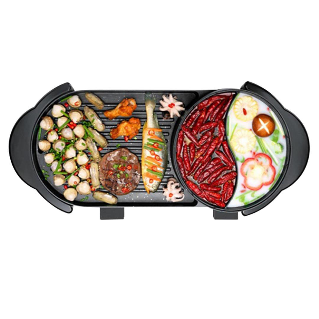 SOGA 2 in 1 Electric Non-Stick BBQ Teppanyaki Grill Plate Steamboat Hotpot 2-8 Person - Cafe Supply