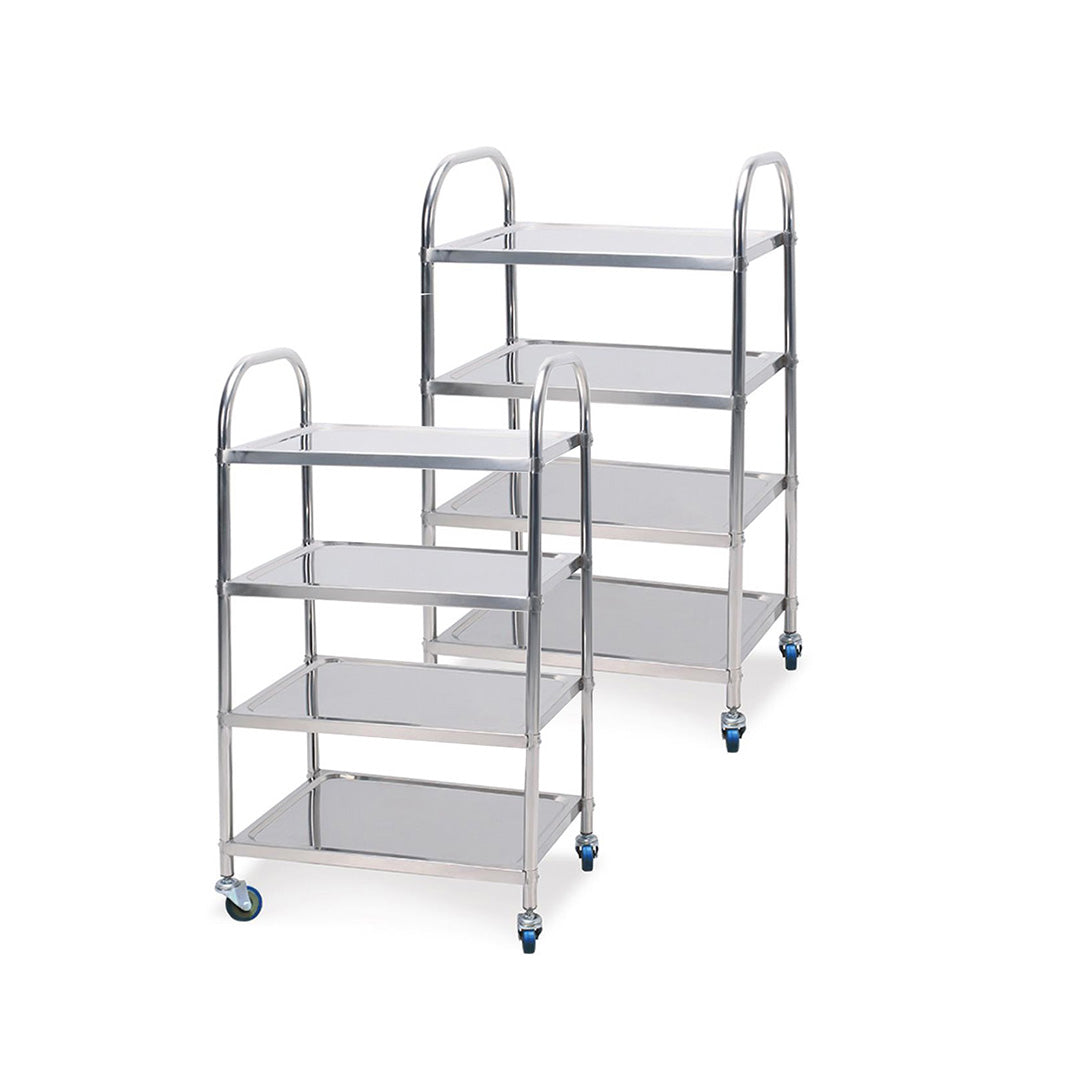 SOGA 2X 4 Tier 860x540x1170 Stainless Steel Kitchen Dining Food Cart Trolley Utility - Cafe Supply