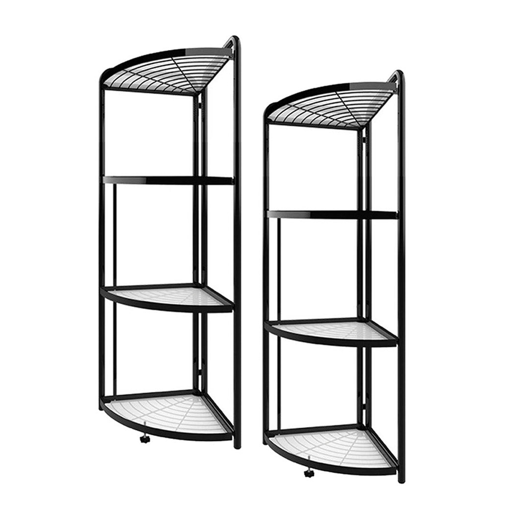 SOGA 2X 4 Tier Steel Triangular Corner Stand Multi-Functional Shelves Portable Storage Organizer - Cafe Supply