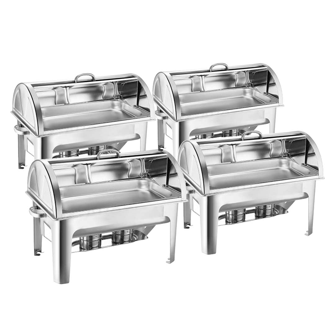SOGA 4X 9L Stainless Steel Full Size Roll Top Chafing Dish Food Warmer - Cafe Supply