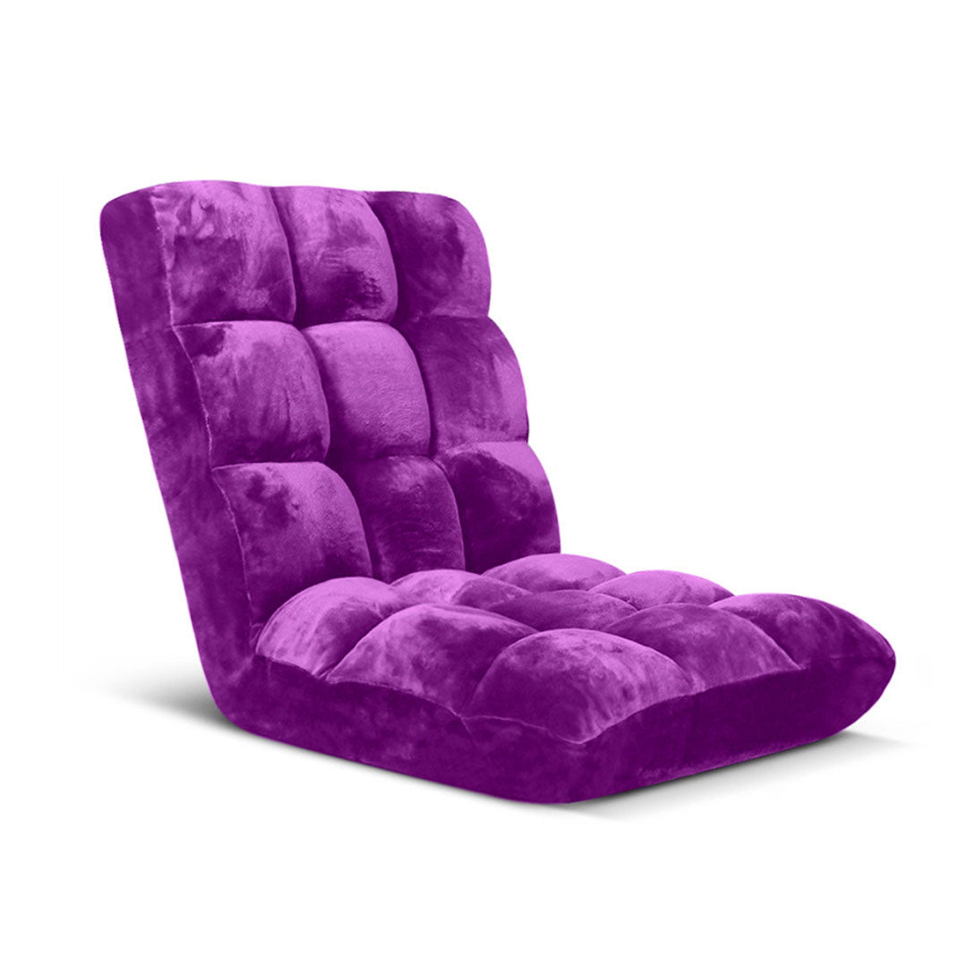 SOGA Floor Recliner Folding Lounge Sofa Futon Couch Folding Chair Cushion Purple - Cafe Supply