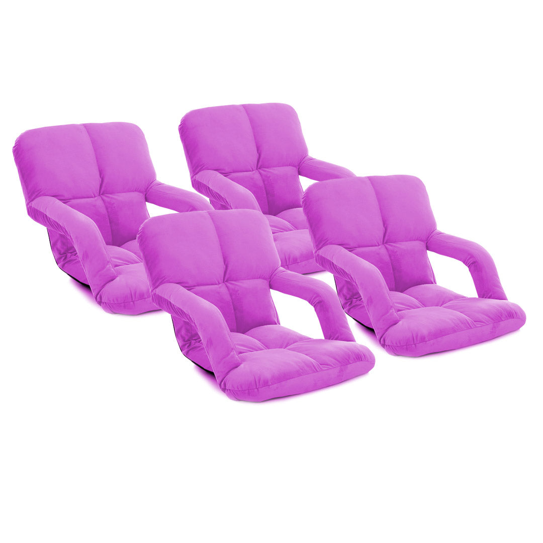 SOGA 4X Foldable Lounge Cushion Adjustable Floor Lazy Recliner Chair with Armrest Purple - Cafe Supply