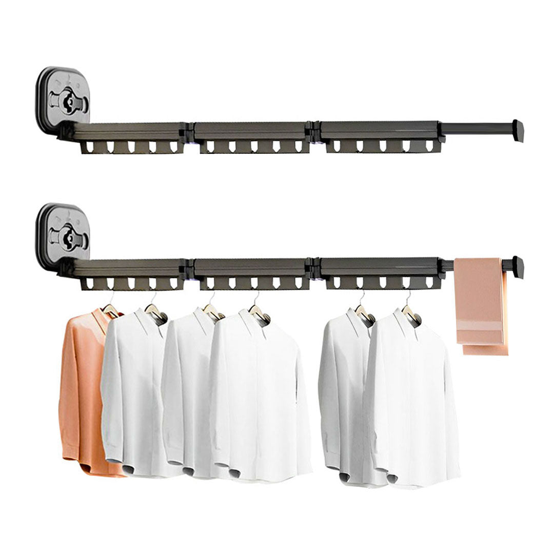 SOGA 2X 127.5cm Wall-Mounted Clothing Dry Rack Retractable Space-Saving Foldable Hanger - Cafe Supply