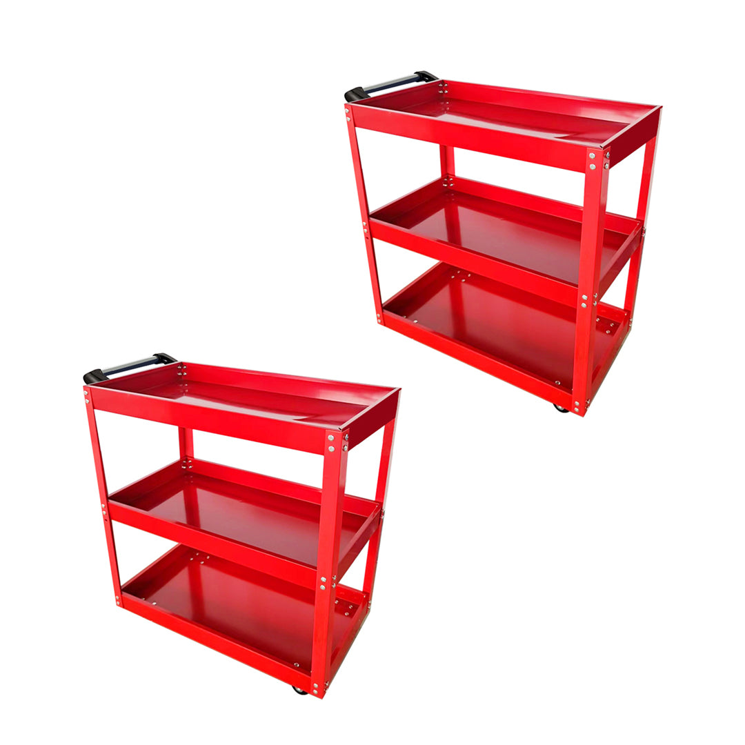 SOGA 2X 3 Tier Tool Storage Cart Portable Service Utility Heavy Duty Mobile Trolley Red - Cafe Supply