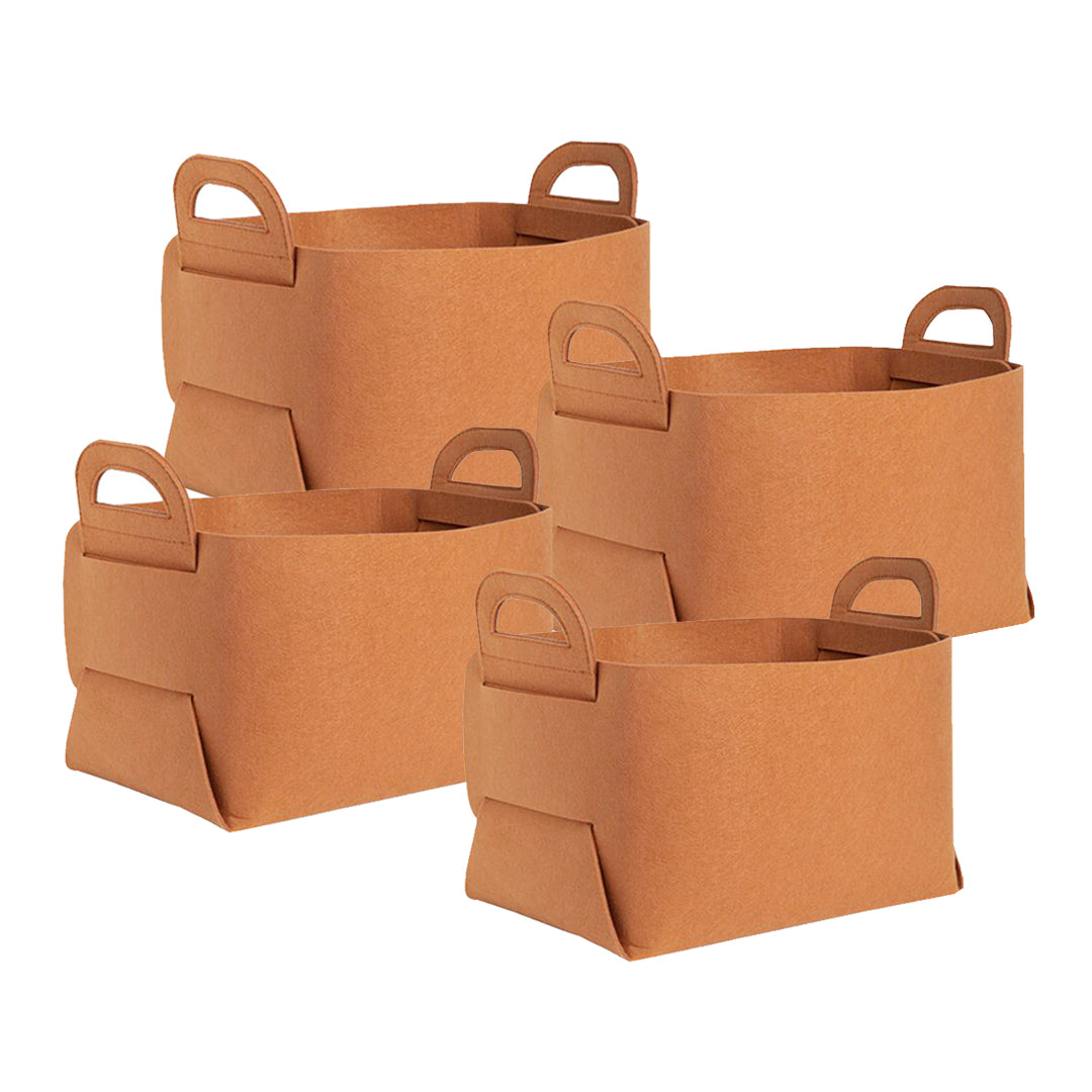 SOGA 4X Medium Coffee Foldable Felt Storage Portable Collapsible Bag Home Office Foldable Organiser with Carry Handles - Cafe Supply