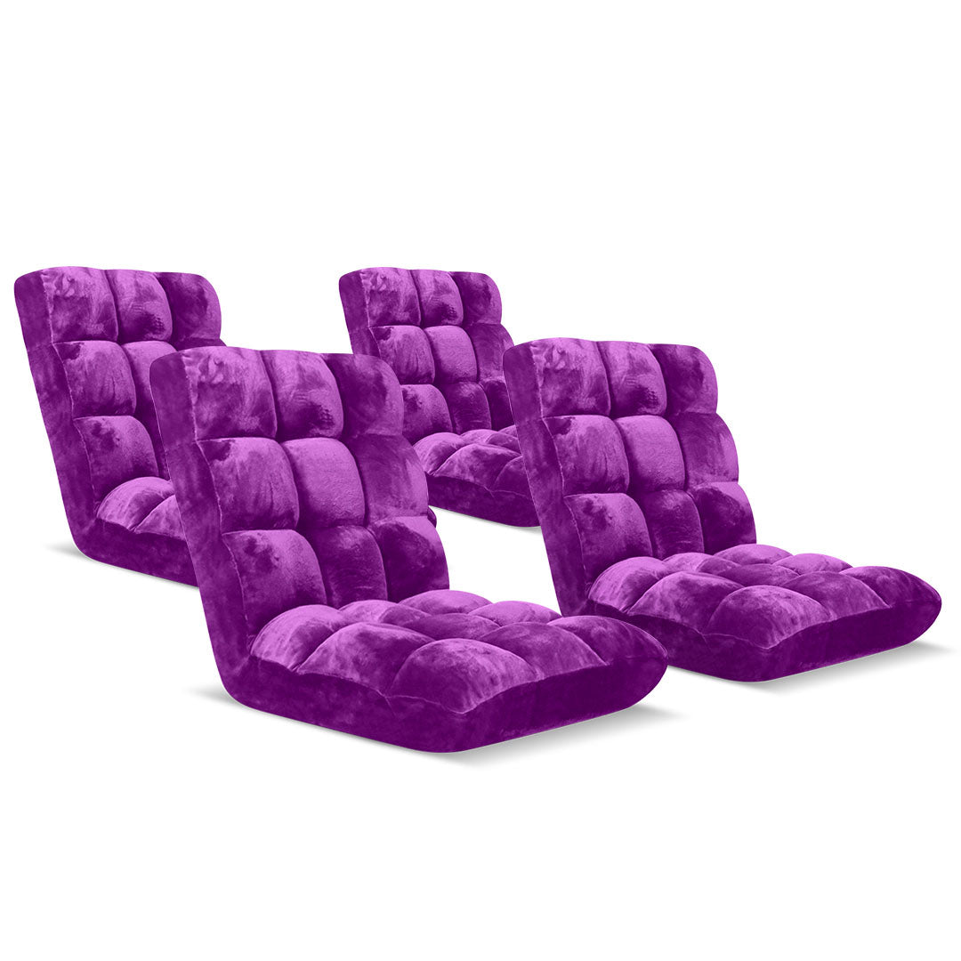 SOGA 4X Floor Recliner Folding Lounge Sofa Futon Couch Folding Chair Cushion Purple - Cafe Supply