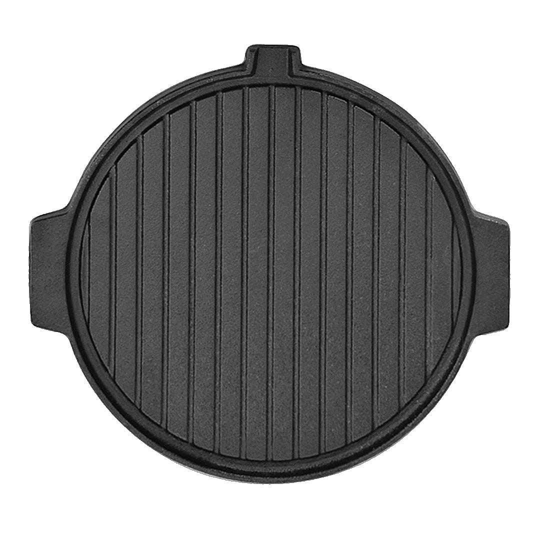 SOGA 30CM Round Cast Iron Korean BBQ Grill Plate with Handles and Drip Lip - Cafe Supply