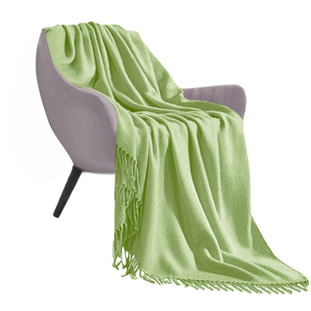 SOGA Green Acrylic Knitted Throw Blanket Solid Fringed Warm Cozy Woven Cover Couch Bed Sofa Home Decor - Cafe Supply
