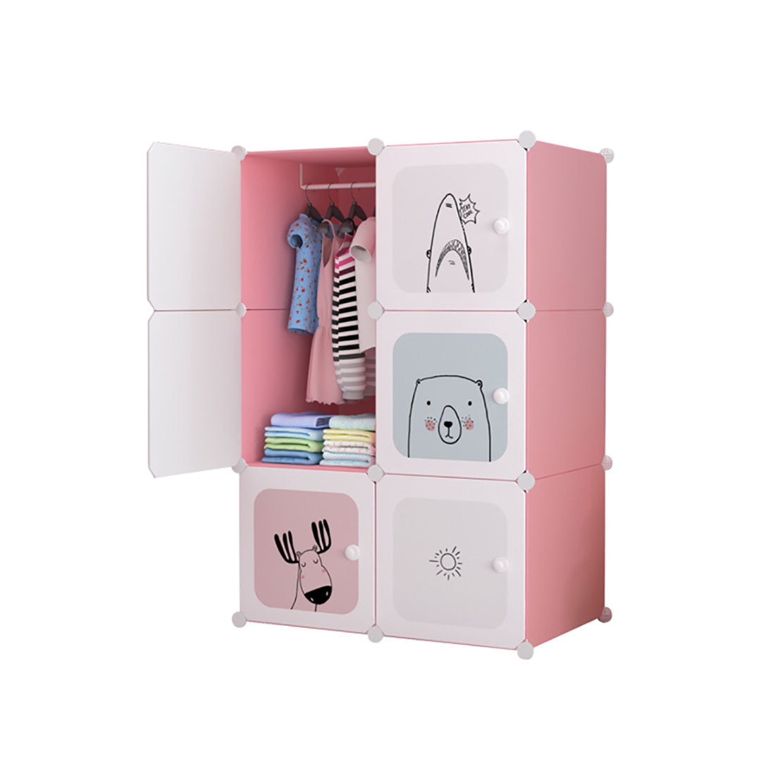 SOGA 6 Cubes Pink Portable Wardrobe Divide-Grid Modular Storage Organiser Foldable Closet - Cafe Supply
