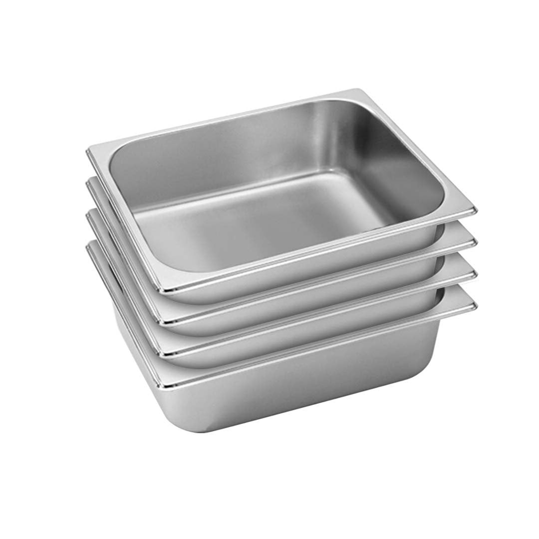 SOGA 4X Gastronorm GN Pan Full Size 1/2 GN Pan 10cm Deep Stainless Steel Tray - Cafe Supply