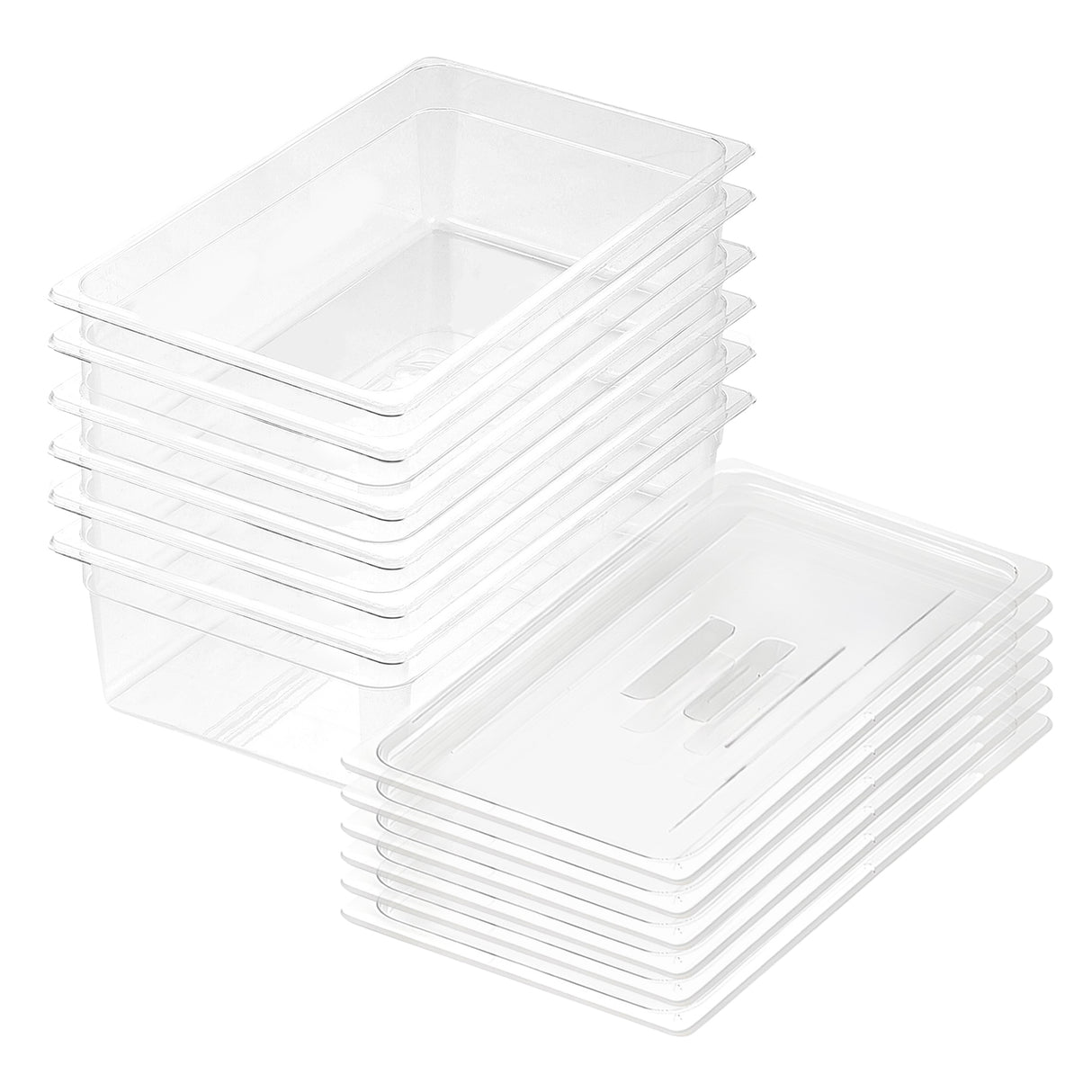SOGA 150mm Clear Gastronorm GN Pan 1/1 Food Tray Storage Bundle of 6 with Lid - Cafe Supply