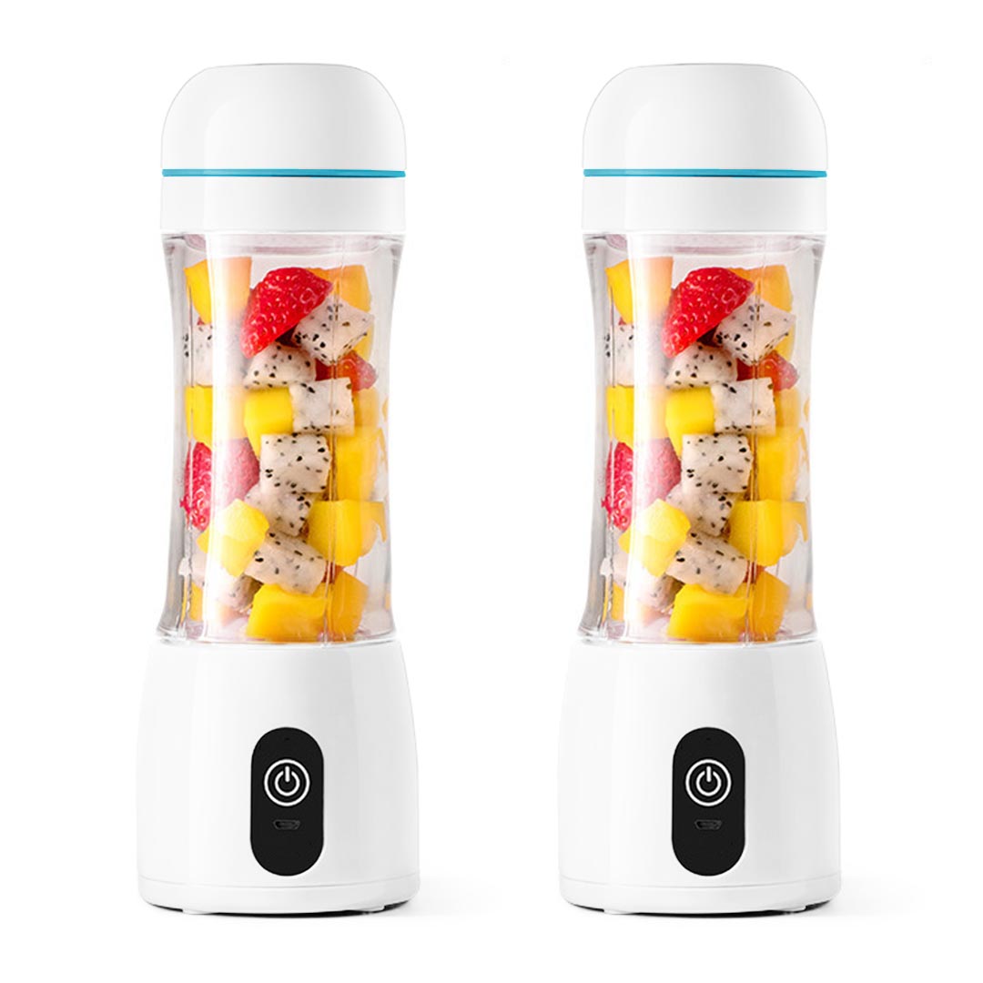 SOGA 2X 380ml Portable Mini USB Rechargeable Handheld Fruit Mixer Juicer White - Cafe Supply