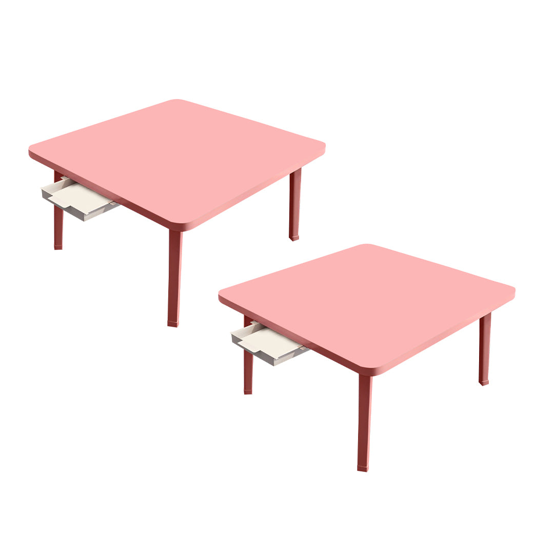 SOGA 2X Pink Portable Floor Table Small Square Space-Saving Mini Desk Home Decor - Cafe Supply