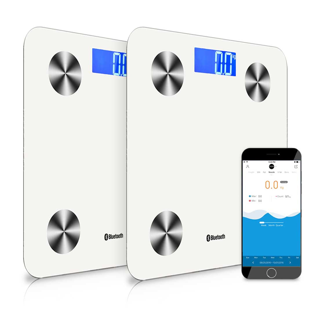 SOGA 2X Wireless Bluetooth Digital Body Fat Scale Bathroom Health Analyser Weight White - Cafe Supply