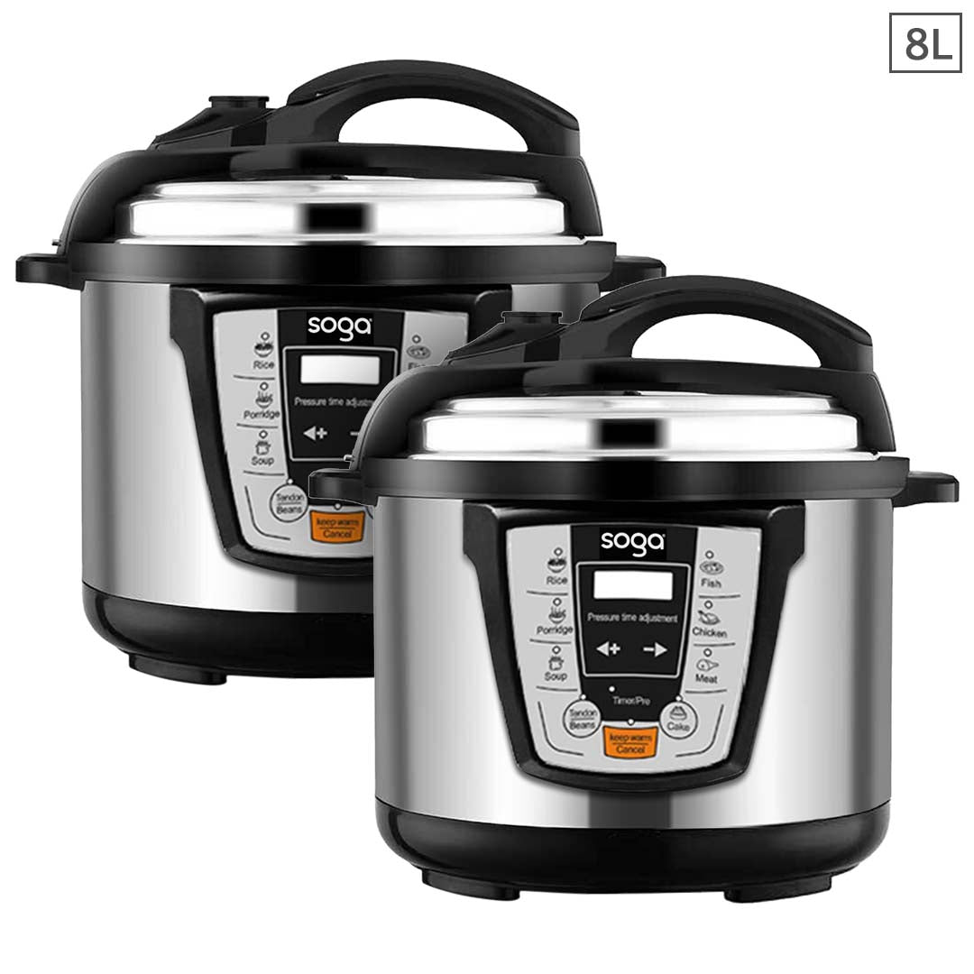 SOGA 2X Electric Stainless Steel Pressure Cooker 8L 1600W Multicooker 16 - Cafe Supply