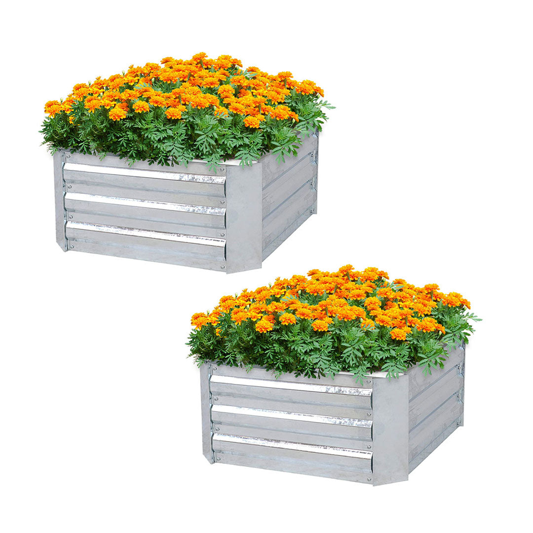 SOGA 2X 90cm Square Galvanised Raised Garden Bed Vegetable Herb Flower Outdoor Planter Box - Cafe Supply