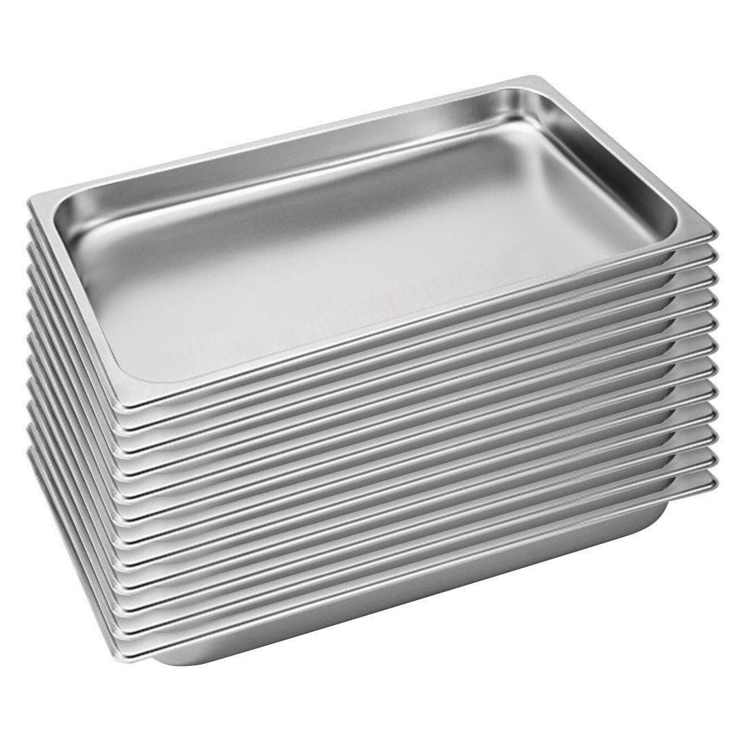 SOGA 12X Gastronorm GN Pan Full Size 1/1 GN Pan 4cm Deep Stainless Steel Tray - Cafe Supply