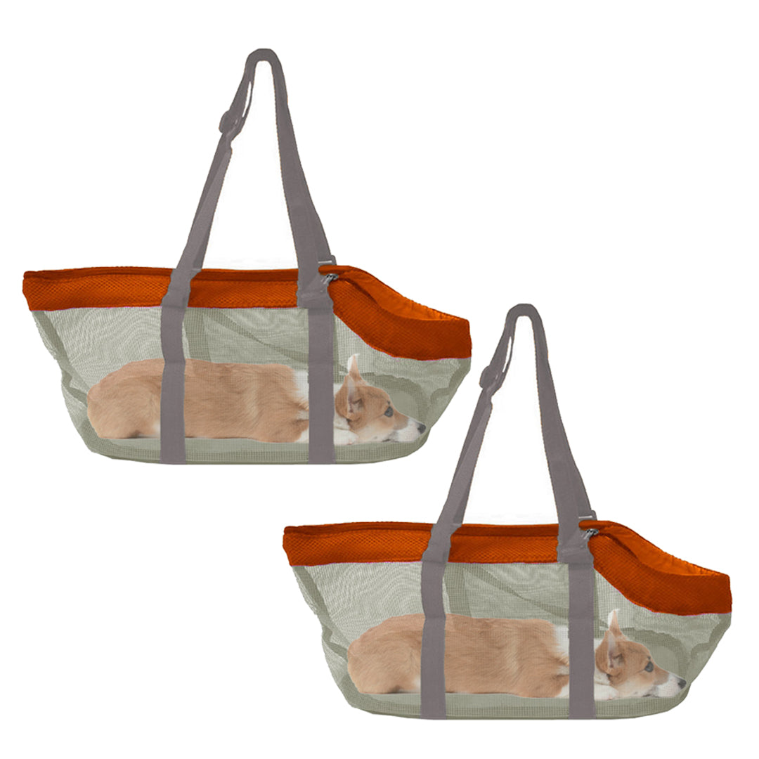 SOGA 2X Orange Pet Carrier Bag Breathable Net Mesh Tote Pouch Dog Cat Travel Essentials - Cafe Supply