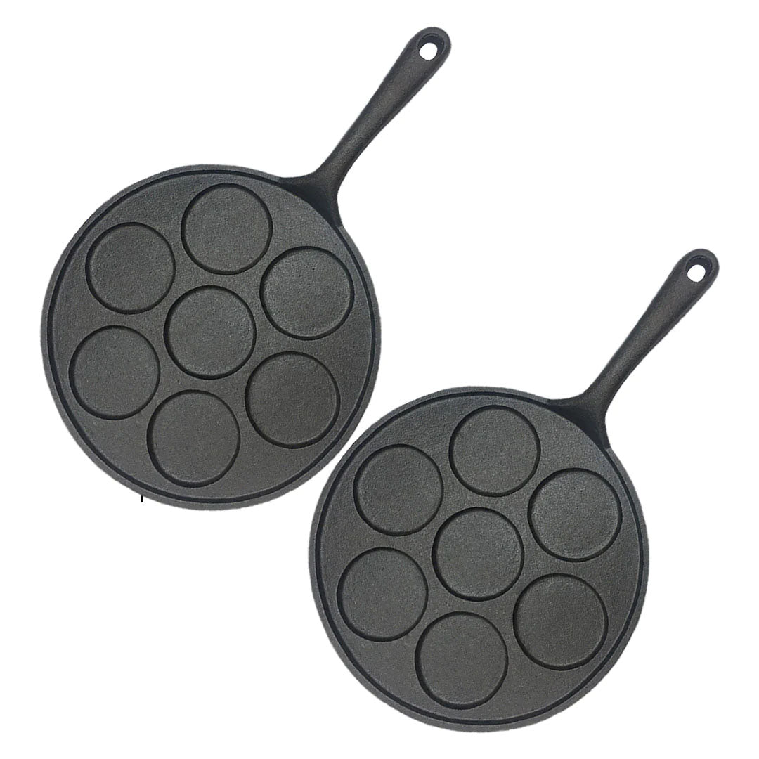 SOGA 2X 23cm Cast Iron Takoyaki Fry Pan Octopus Balls Maker 7 Hole Cavities Grill Mold - Cafe Supply