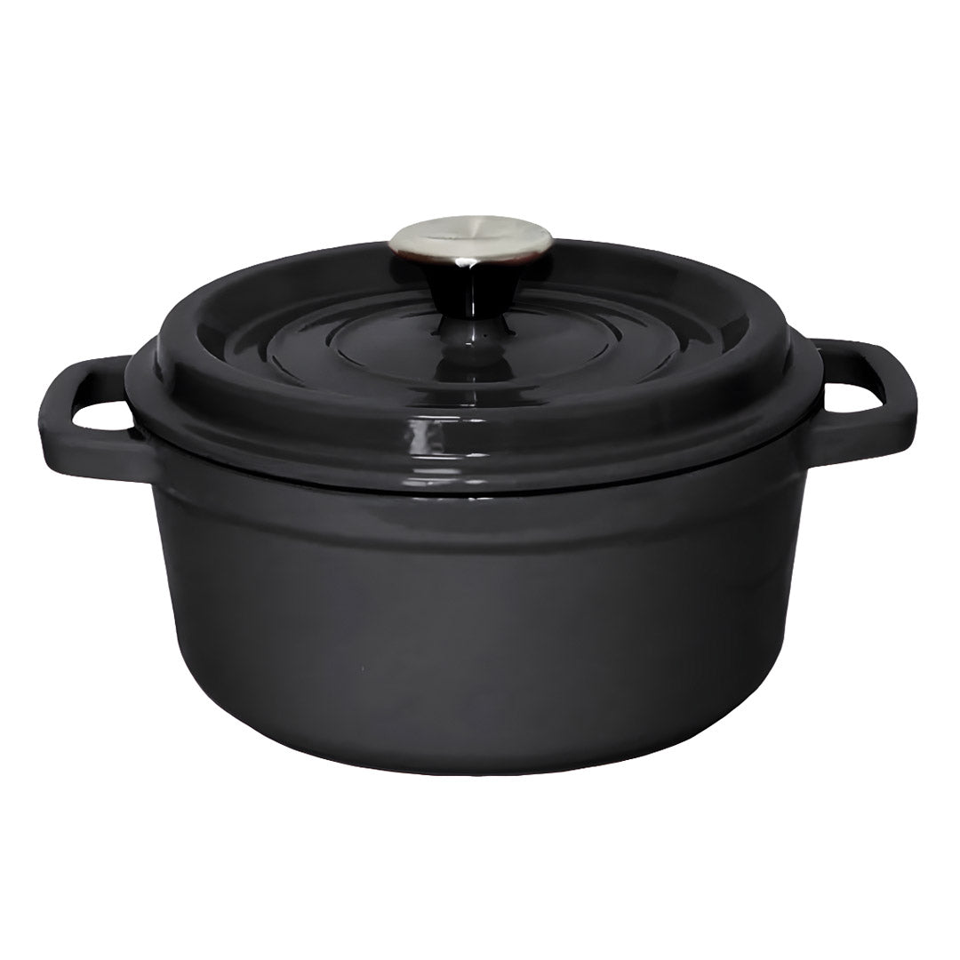 SOGA Cast Iron 24cm Stewpot Casserole Stew Cooking Pot With Lid 3.6L Black - Cafe Supply