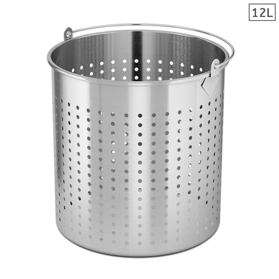 SOGA 12L 18/10 Stainless Steel Perforated Stockpot Basket Pasta Strainer with Handle - Cafe Supply