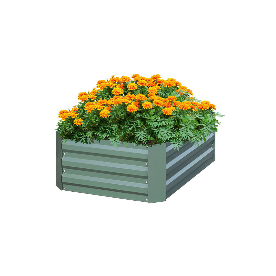 SOGA 100cm Square Galvanised Raised Garden Bed Vegetable Herb Flower Outdoor Planter Box - Cafe Supply