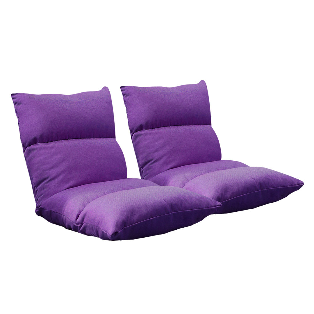 SOGA 2X Lounge Floor Recliner Adjustable Lazy Sofa Bed Folding Game Chair Purple - Cafe Supply