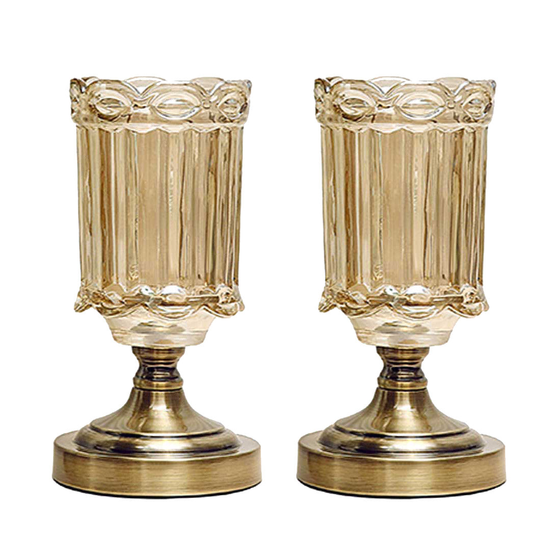 SOGA 2X 25cm Transparent Glass Flower Vase with Metal Base Filler Vase - Cafe Supply