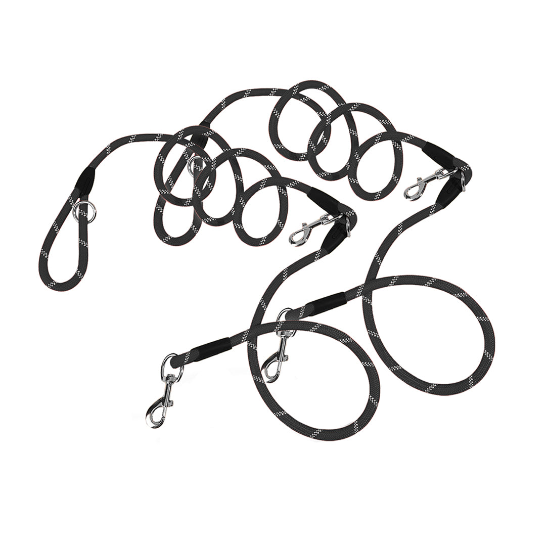 SOGA 2X 220cm Multifunction Hands-Free Rope Pet Cat Dog Puppy Double Ended Leash for Walking Training Tracking Obedience Black - Cafe Supply