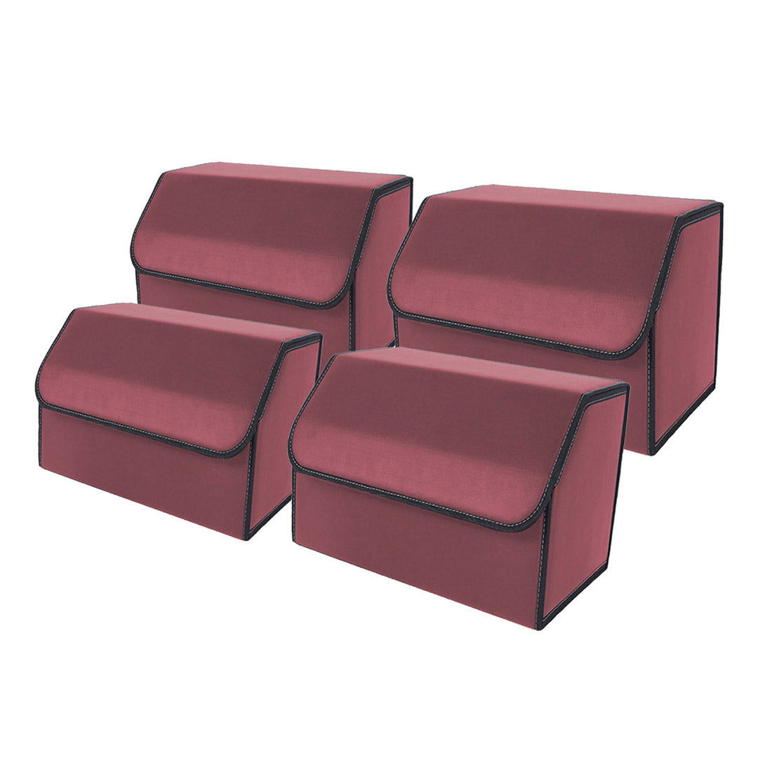 SOGA 4X Leather Car Boot Collapsible Foldable Trunk Cargo Organizer Portable Storage Box Red Medium - Cafe Supply