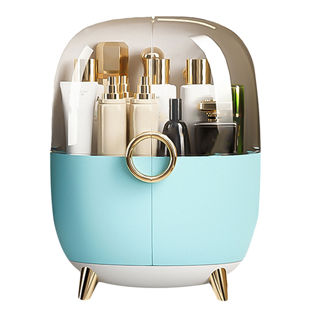 SOGA Blue Transparent Countertop Makeup Organiser Cosmetic Storage Waterproof Dustproof Bathroom Skincare Holder with Lid - Cafe Supply