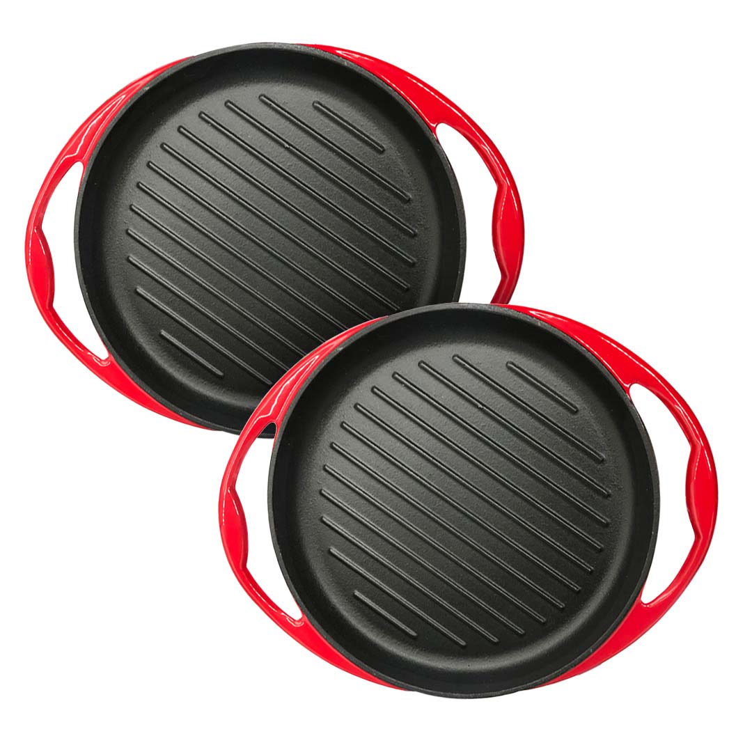 SOGA 2X Enamel Porcelain 26cm Cast Iron Frying Pan Skillet Non-stick Coating Steak Sizzle Platter - Cafe Supply