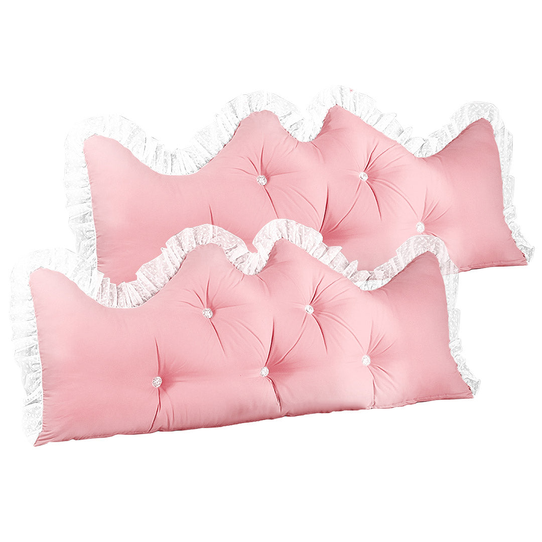 SOGA 2X 180cm Pink Princess Bed Pillow Headboard Backrest Bedside Tatami Sofa Cushion with Ruffle Lace Home Decor - Cafe Supply