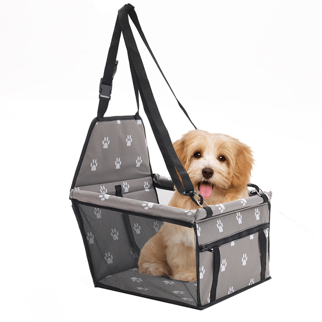 SOGA Waterproof Pet Booster Car Seat Breathable Mesh Safety Travel Portable Dog Carrier Bag Grey - Cafe Supply