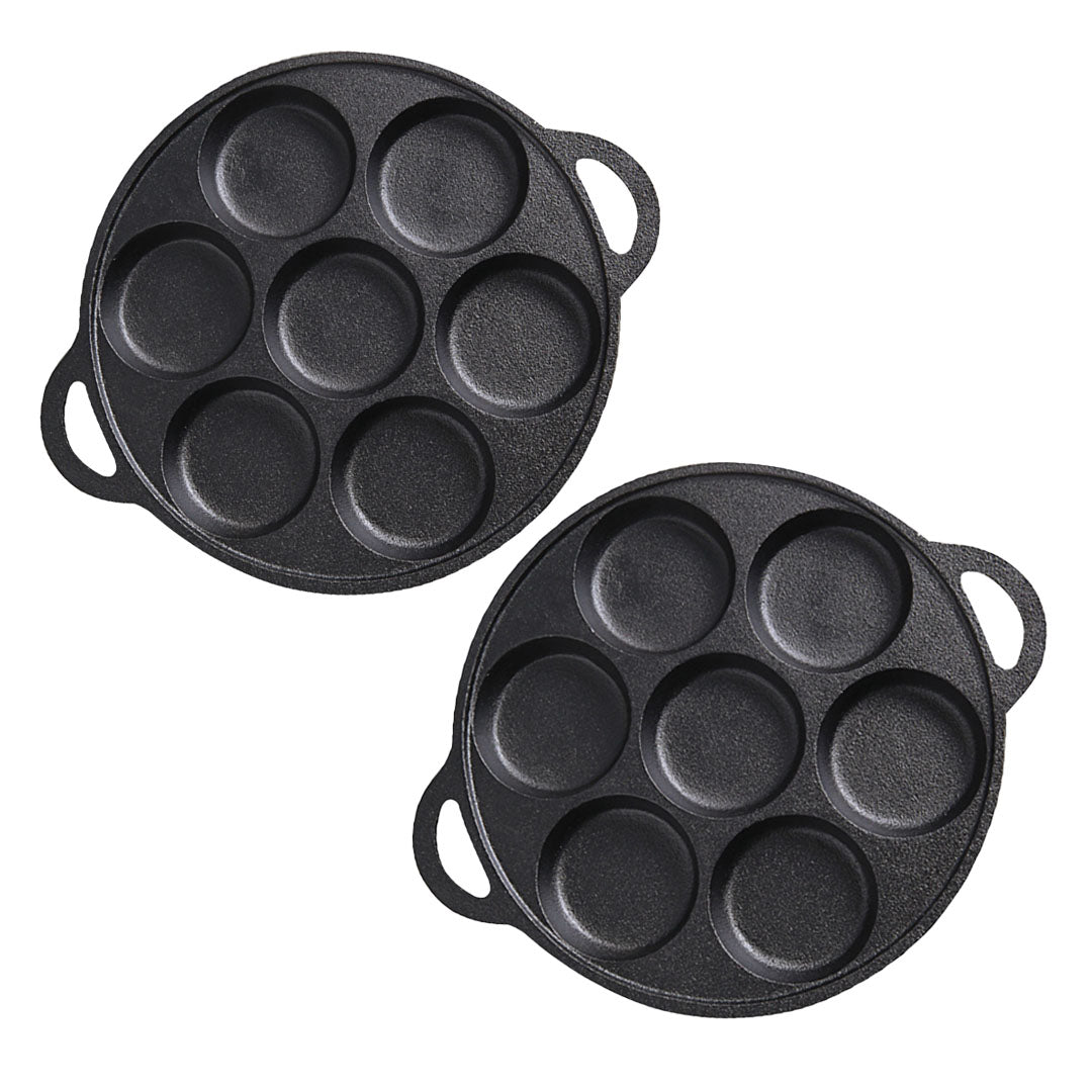 SOGA 2X 31.5cm Cast Iron Takoyaki Fry Pan Octopus Balls Maker 7 Hole Cavities Grill Mold - Cafe Supply