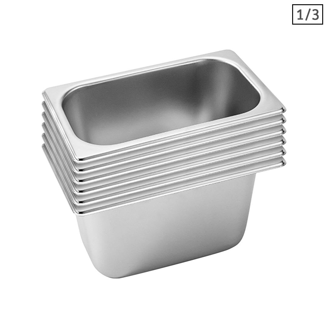 SOGA 6X Gastronorm GN Pan Full Size 1/3 GN Pan 15cm Deep Stainless Steel Tray - Cafe Supply