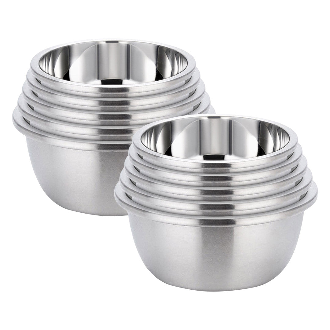 SOGA 2X 5Pcs Deepen Polished Stainless Steel Stackable Baking Washing Mixing Bowls Set Food Storage Basin - Cafe Supply