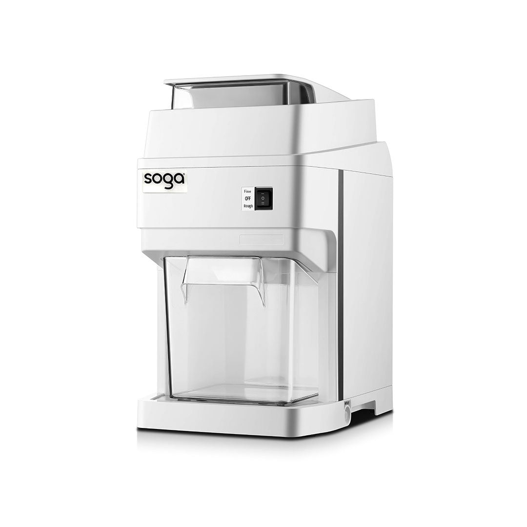 SOGA 300 Watts Electric Ice Shaver Crusher Slicer Snow Cone Maker Commercial Tabletop Machine 120kgs/h White - Cafe Supply