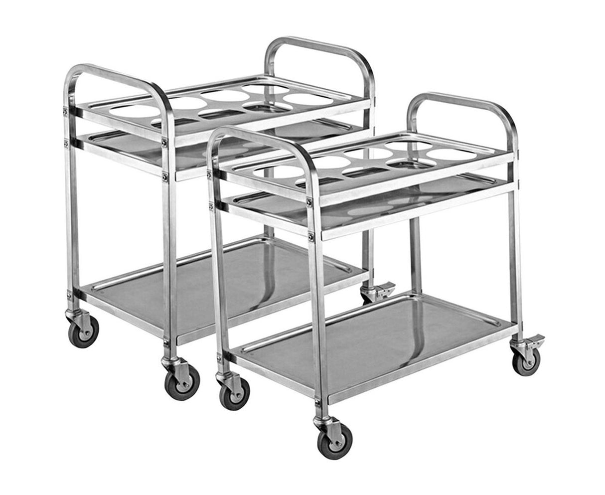 SOGA 2X 2 Tier Stainless Steel 8 Compartment Kitchen Seasoning Car Service Trolley Condiment Holder Cart Spice Bowl - Cafe Supply