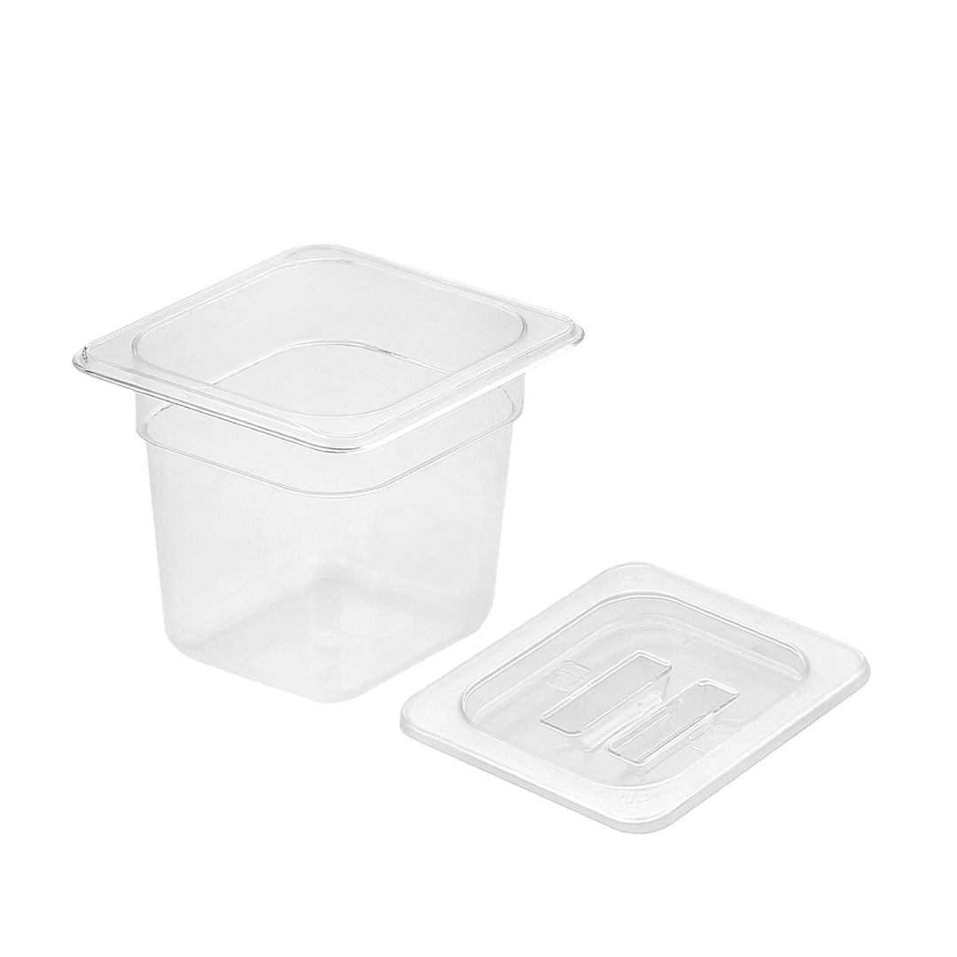SOGA 150mm Clear Gastronorm GN Pan 1/6 Food Tray Storage with Lid - Cafe Supply