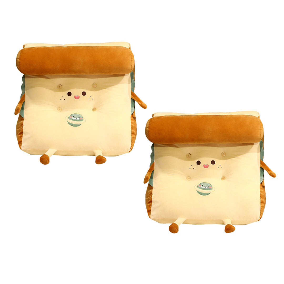 SOGA 2X Cute Face Toast Bread Wedge Cushion Stuffed Plush Cartoon Back Support Pillow Home Decor - Cafe Supply