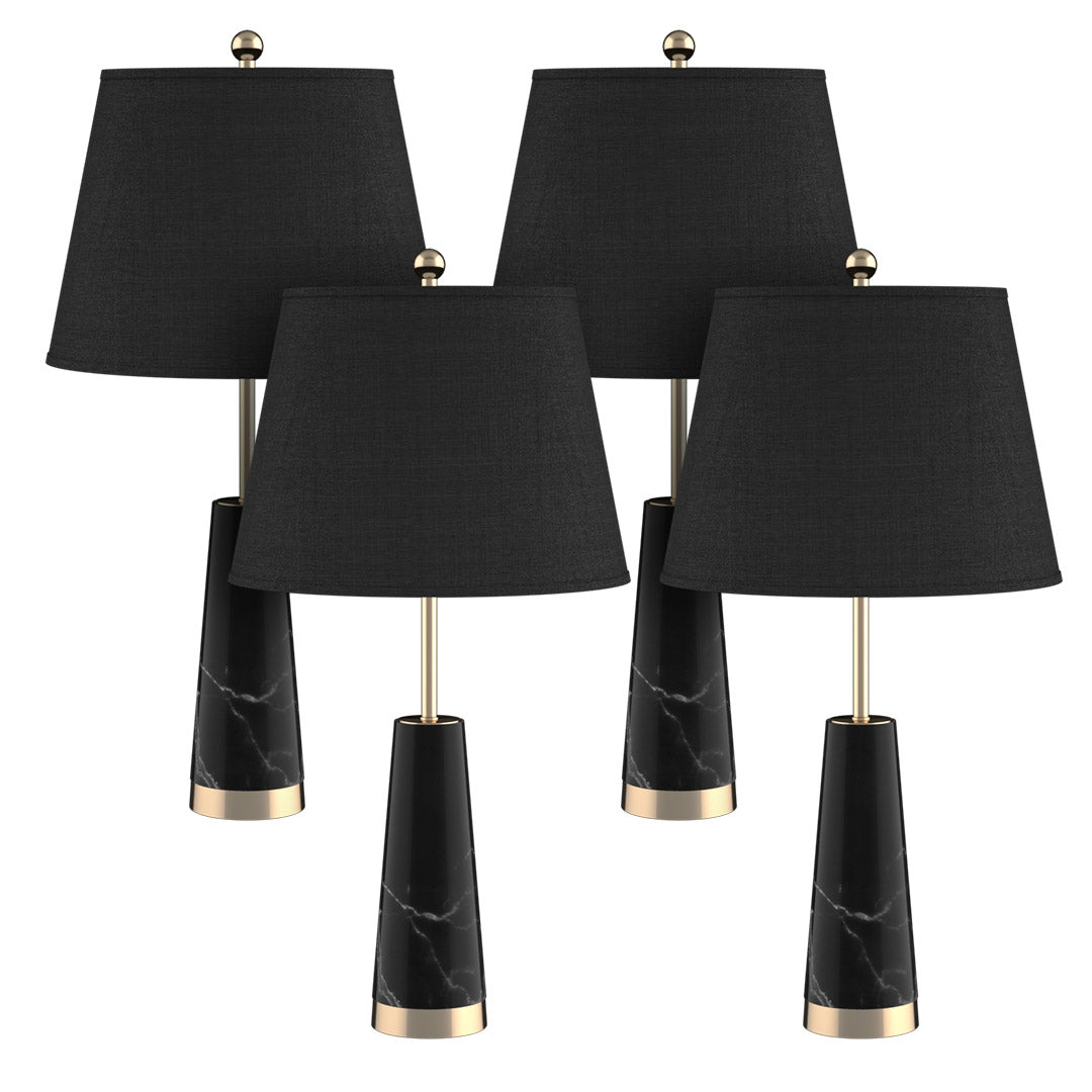 SOGA 4X 68cm Black Marble Bedside Desk Table Lamp Living Room Shade with Cone Shape Base - Cafe Supply