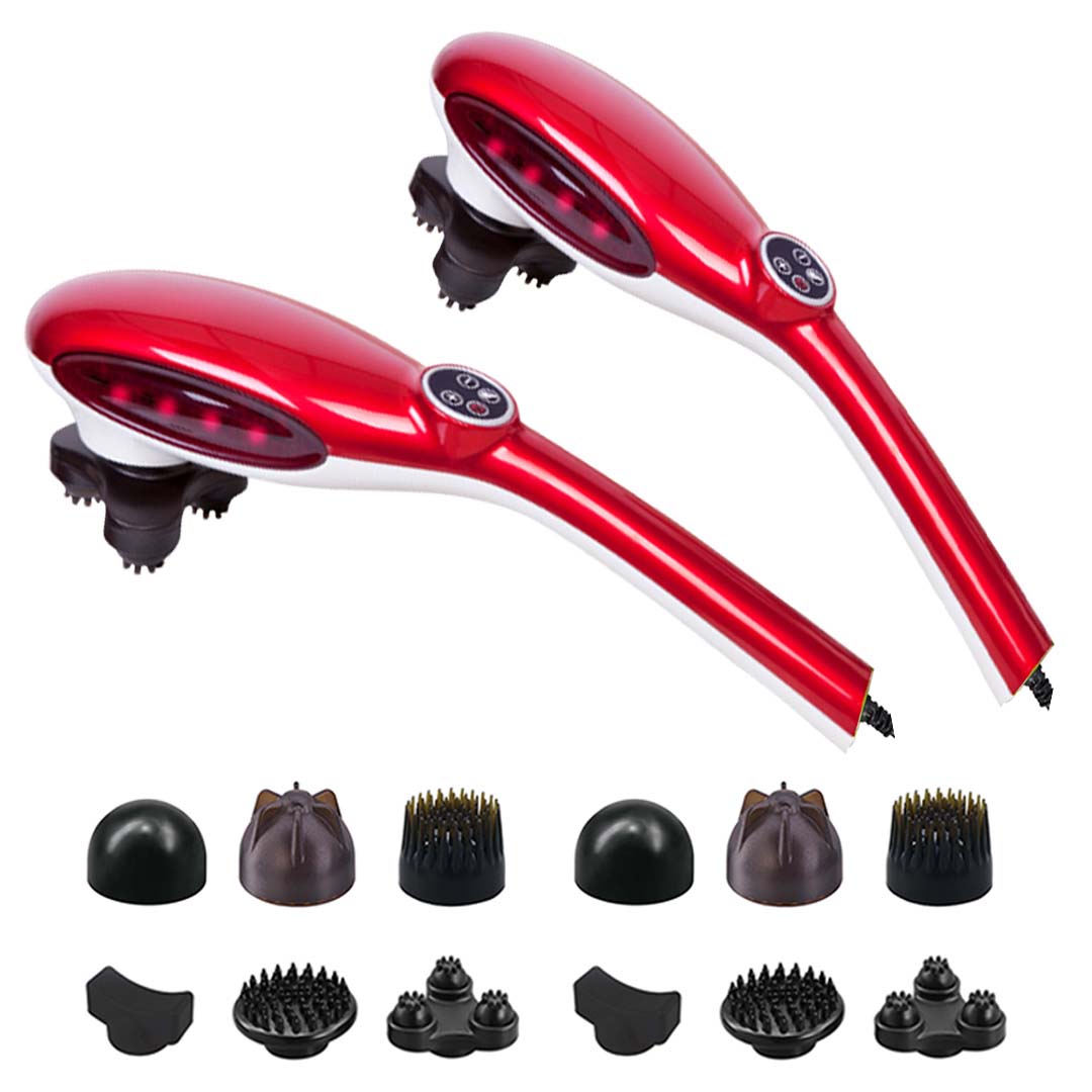 SOGA 2X 6 Heads Portable Handheld Massager Soothing Stimulate Blood Flow Shoulder Red - Cafe Supply