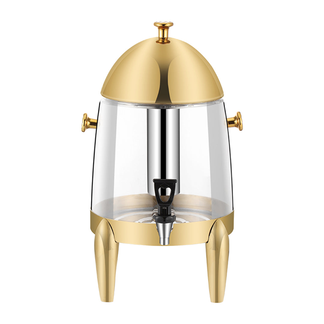 SOGA Stainless Steel 12L Beverage Dispenser Hot and Cold Juice Water Tea Chafer Urn Buffet Drink Container Jug with Gold Accents - Cafe Supply