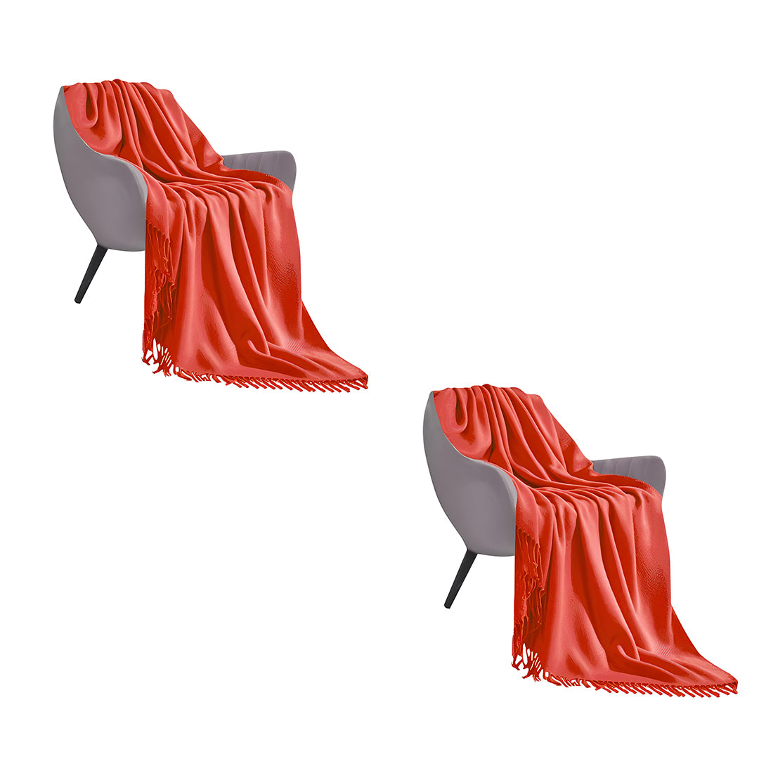 SOGA 2X Orange Acrylic Knitted Throw Blanket Solid Fringed Warm Cozy Woven Cover Couch Bed Sofa Home Decor - Cafe Supply