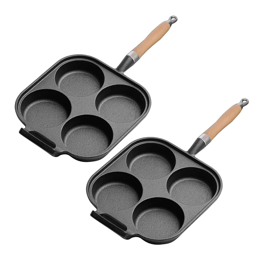 SOGA 2X 4 Mold Cast Iron Breakfast Fried Egg Pancake Omelette Fry Pan - Cafe Supply